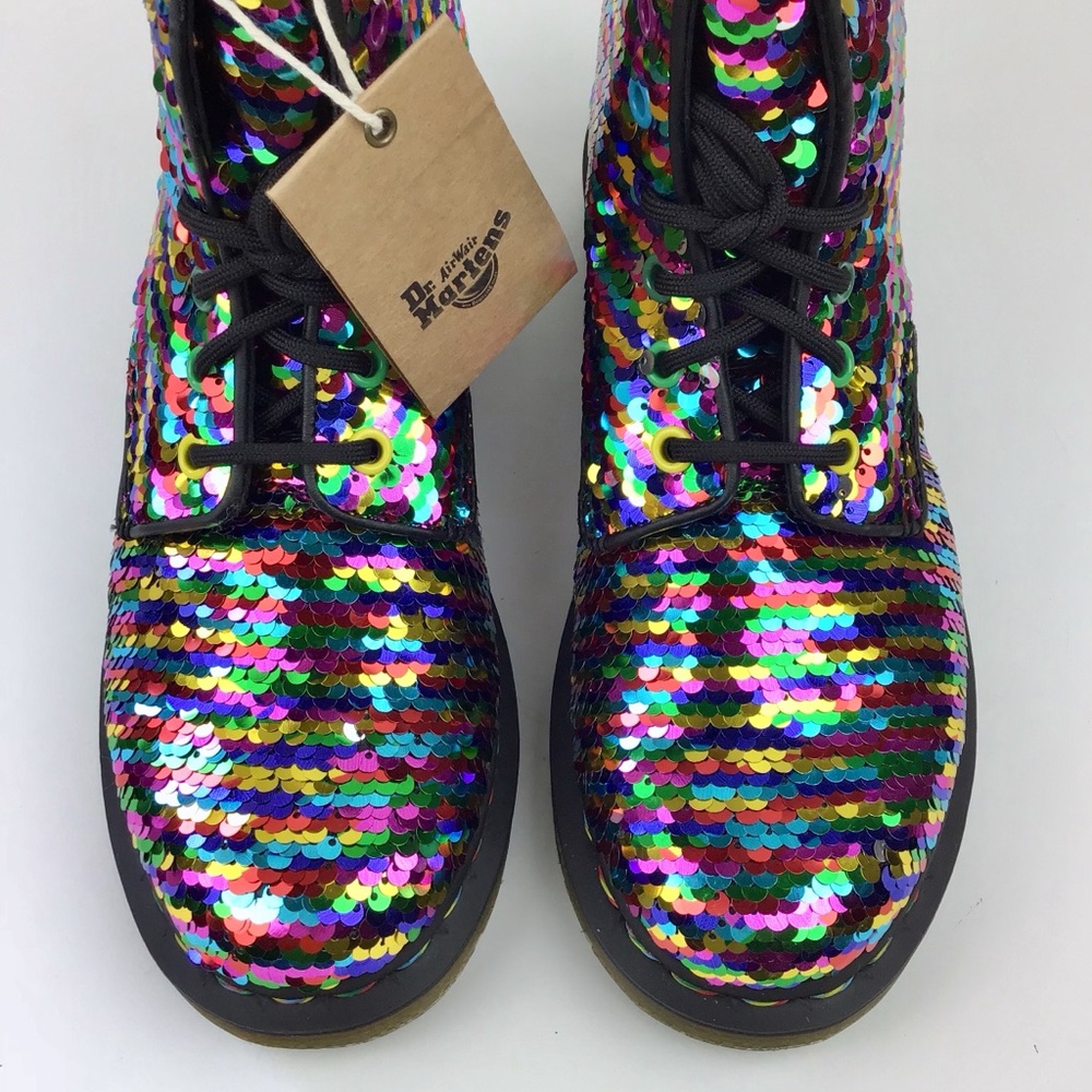 Dr. Martens 1460 Rainbow Sequins Silver Leather - Picture 4 of 7
